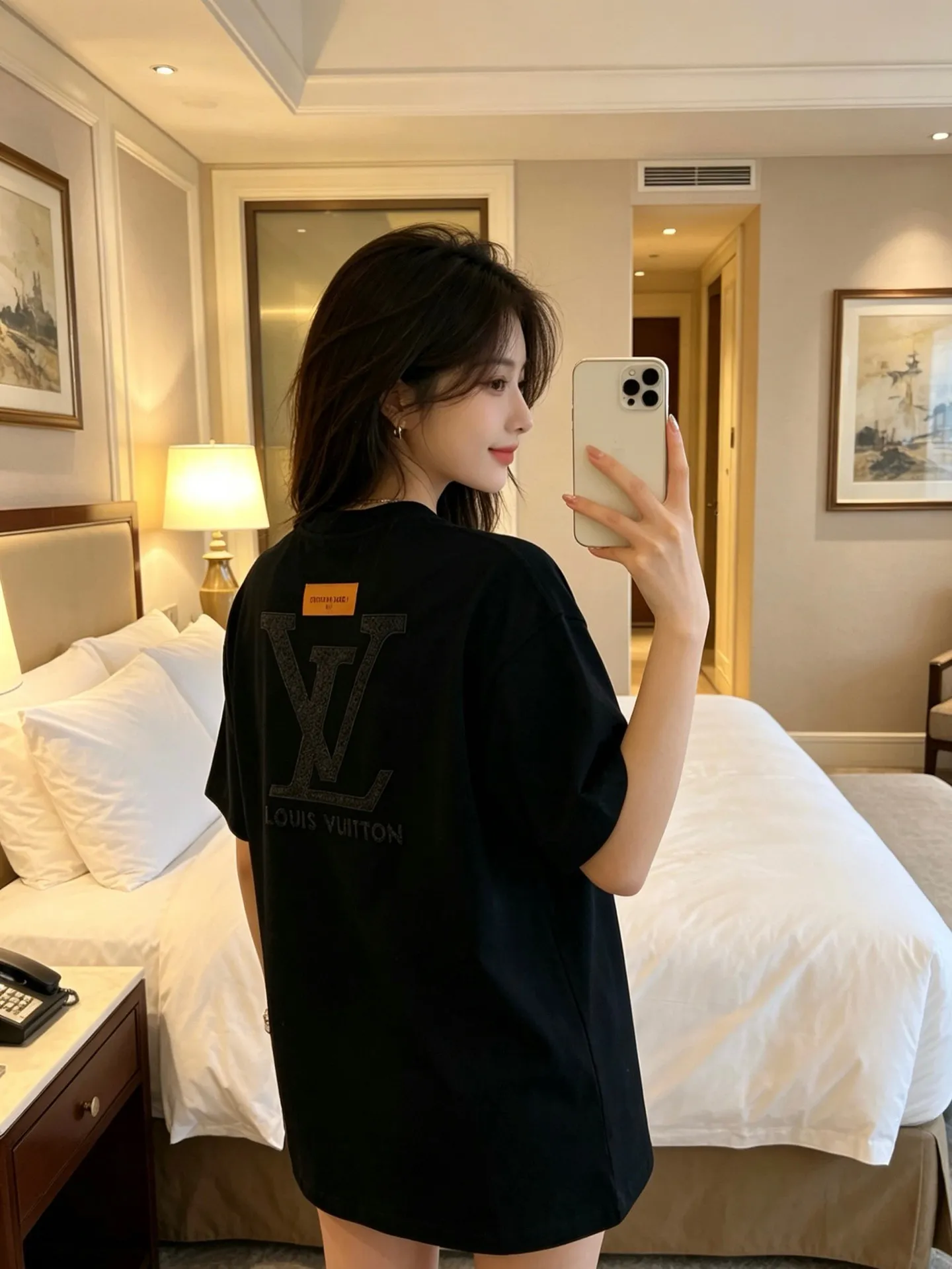 Louis Vuitton/Louis Vuitton front and back letter woven embroidered short sleeves